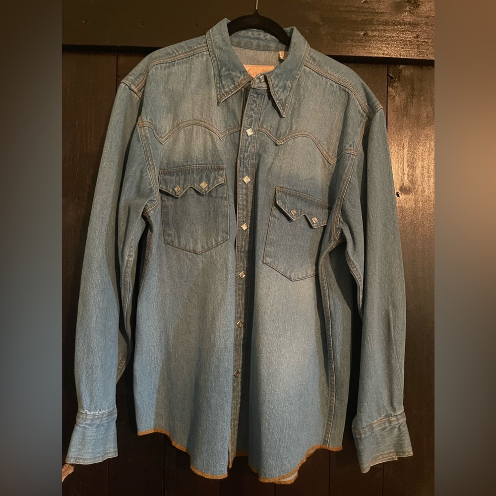 Scully Studded Snaps Denim Mens Shirt